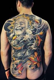 Treocht clasaiceach na bhfear ar ais de phictiúir tattoo Maitreya Buddha