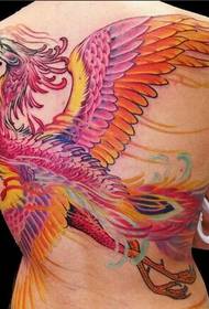 девојке назад лепа птица на слици тетоважа феникс