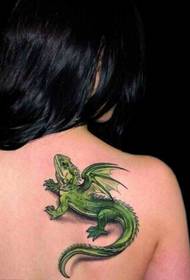beauty back 3D rengîn lizard tattoo model wêne