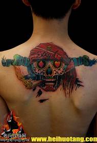 mudellu di tatuaggio di craniu di poker in acquerello pirata