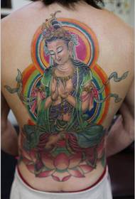 Ko te pikitia pikitia tattoo Buddha e noho ana i runga i te paarua i te tuakiri hoki