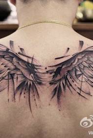 back splashing wings tattoo pattern