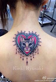 color back cat love tattoo pattern