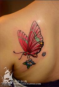 back color butterfly ຮູບແບບ Tattoo ສີ