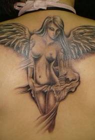 Patró de tatuatge d'home: patró de tatuatge d'àngel de bellesa a l'esquena