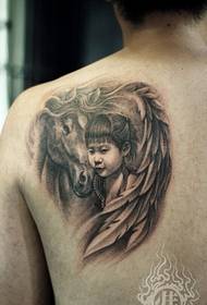 Keɓaɓɓun baya fashion doki tattoo juna godiya hoto