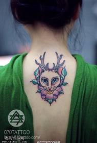 culoare spate de sex feminin Poza tatuaj de pisică de desene animate