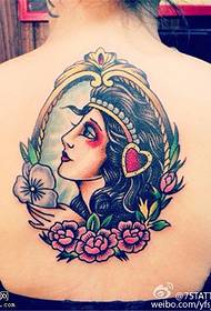takaisin väri tyttö ruusu tatuointi kuva