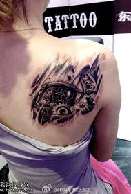 Back 3D mechanical tattoo pattern
