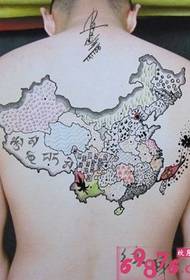 atgal Kinijos žemėlapis tatuiruotės modelio paveikslėlis