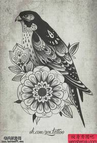 Bir dövme kuşu dövme el yazması dövme ile paylaşılır