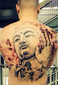 Mga personalidad na fashion male back Buddha tattoo pattern na larawan