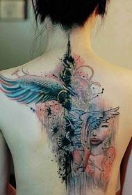 foto raccomandata del tatuaggio dell'inchiostro della spruzzata di personalità della schiena femminile