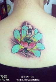 Pola tato lotus meditasi berwarna-warni
