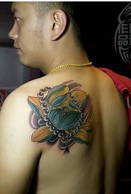 handsome back fashion pop lotus ຮູບແຕ້ມຮູບ tattoo