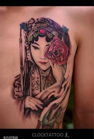 rygg färg blomma tatuering mönster