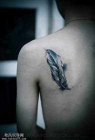 Татуировка с перьями на спине