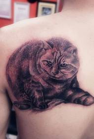 Nice looking cute cat tattoo pattern on the back