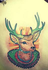 personal female back fashion good-looking deer tattoo pattern picture
