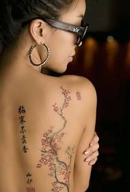 Сексуална илюстрация на татуировка на гърба на половин черешов цвят