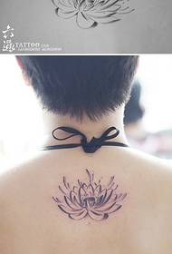 Înapoi model mic tatuaj lotus spini proaspete punct