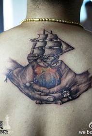 Silent hands hold the boat tattoo pattern