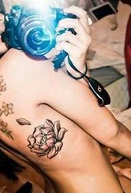 Beauty sexy back lotus tattoo
