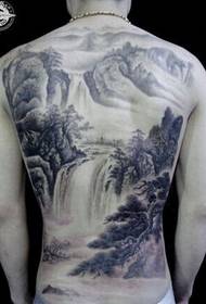 Meninos de volta bela paisagem preto e branco pintura de paisagem tatuagem