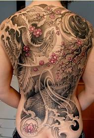 时尚后背经典漂亮凤凰樱花纹身图案图片