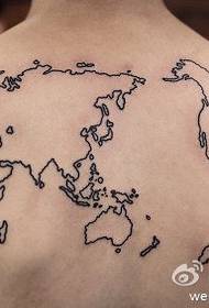 Patrón de tatuaxes de mapa oco mundial de volta