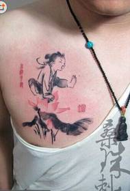 Pre-bröst personlighet bläck lotus barn tatuering mönster rekommenderad bild