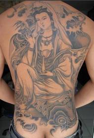 красив човек назад Guanyin Bodhisattva панорамна картина снимка татуировка