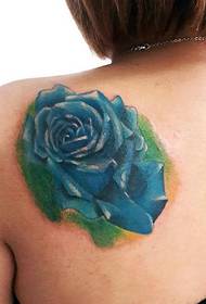 妖艳 Patrón de tatuaxe de rosa azul