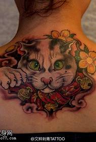patró de tatuatge de gat de color
