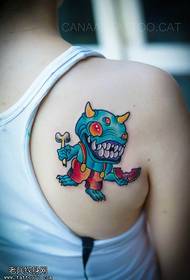 Lavoro del tatuaggio del fumetto di colore posteriore della donna