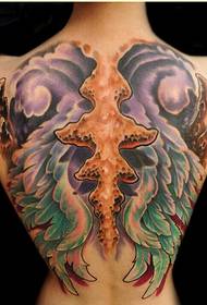 foto sexy del reticolo del tatuaggio delle ali di colore posteriore femminile