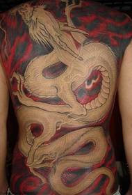 buong likod ng pulang pilak na dragon tattoo na larawan ng pagpapahalaga sa tattoo