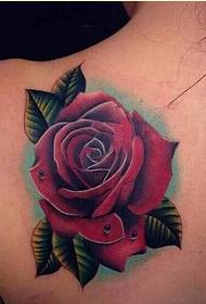 mados moters nugaros gražus lašelinės rožės tatuiruotės modelio paveikslėlis
