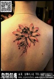 Patrón de tatuaxe de loto traseiro