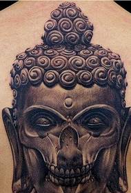 Aprecie las imágenes del Buda de la espalda y el patrón de tatuaje mágico