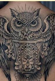 módní zpět krásná černá šedá sova tetování vzor obrázek