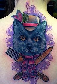 Immagine del modello del tatuaggio del gatto di colore sveglio di modo posteriore della femmina