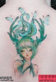 Ang likod nga kolor nga tattoo sa Medusa gipaambit sa mga tattoo