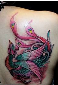 nugaros peties phoenixo tatuiruotės modelio nuotrauka