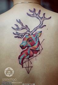 modello tatuaggio testa di cervo chiaro trama multicolore