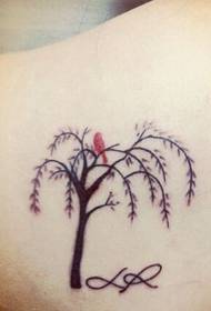 back beautiful fashion totem tree bird tattoo pattern picture