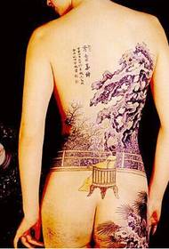 boys back a rockery landscape tattoo picture