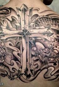 Motivo tatuaggio drago croce tigre posteriore