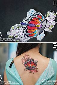 kembang watercolor seger leutik pola corak tato makuta leutik