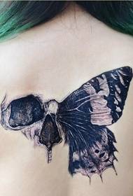Moda kadınlar geri kişilik siyah gri kelebek kanat desen resim